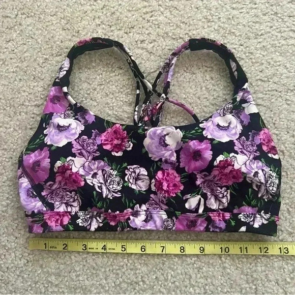 Victoria Secret PINK Sports Bralette Bra Black Purple Racerback Strappy Size Med - Picture 6 of 13